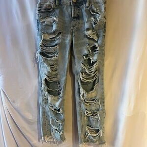 we the people destroyed straight leg jeans